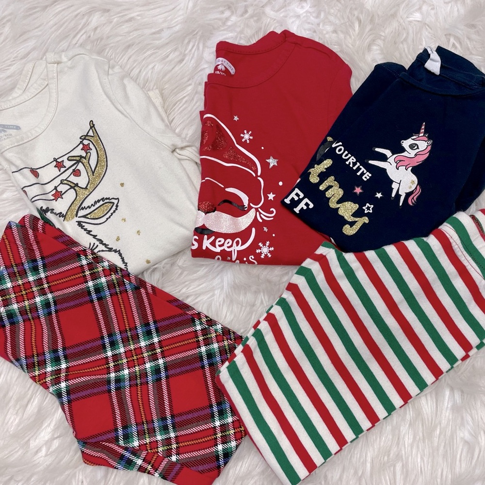 Holiday Time Girls Christmas Long Sleeve Tee & Leggings 2 Pc Sz 4-5